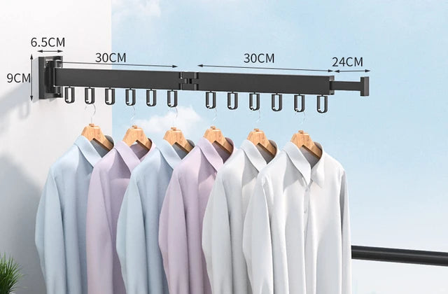 Retractable Cloth Drying Rack Folding Clothes Hanger Wall