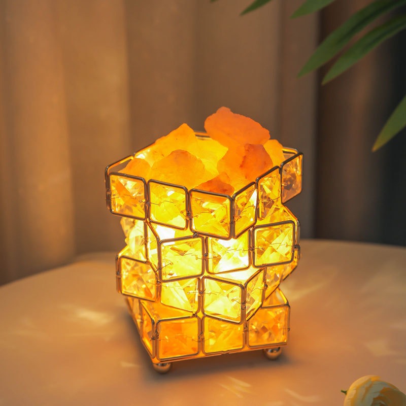 USB Crystal Table Lamp Three Colour Dimming Magic Cube Stone Night Light For Romantic Atmosphere