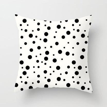 Geometric Cushion Cover Black And White Polyester Throw