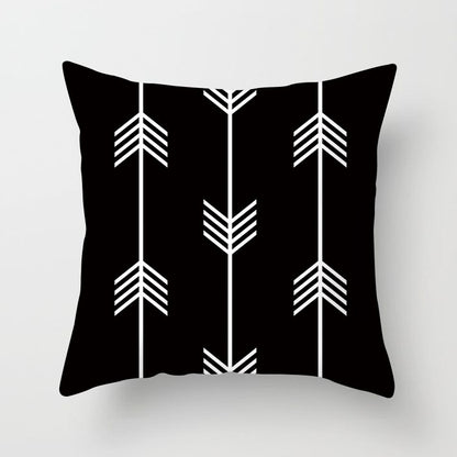 Geometric Cushion Cover Black And White Polyester Throw