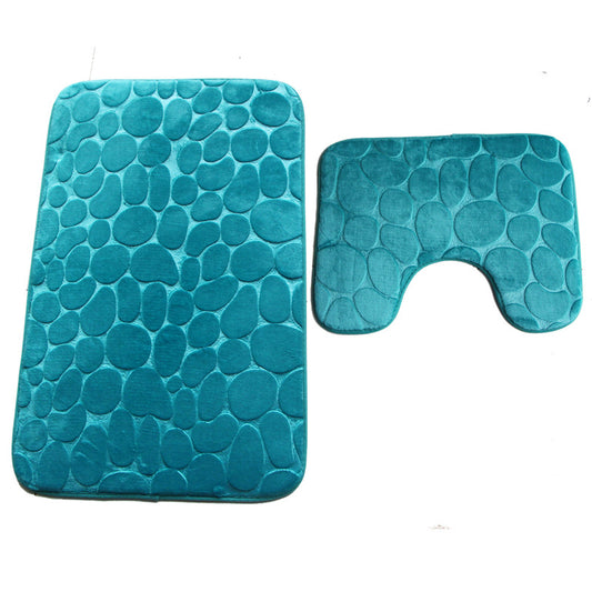 Embossed Stone Two-Piece Bathroom Toilet Floor Mat