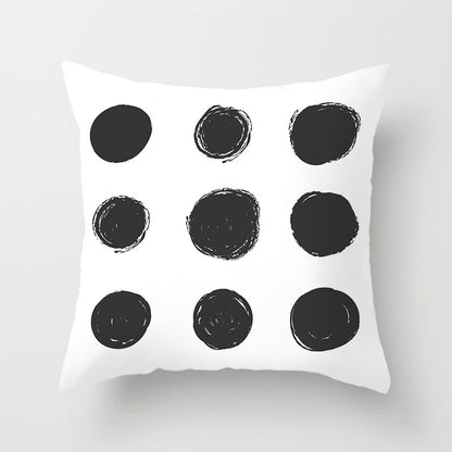 Geometric Cushion Cover Black And White Polyester Throw