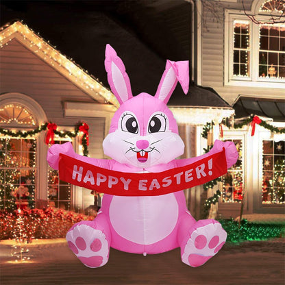 Inflatable Easter Bunny 1.5 Meters Inflatable Pink Cute Bunny LED Light