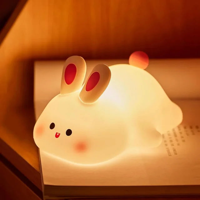 Silicone Night Lights Cute Rabbit Patting Lamp