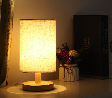 Linen Table Lamp LED Linen Night Lamp W/Warm White Light