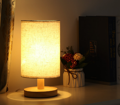 Linen Table Lamp LED Linen Night Lamp W/Warm White Light