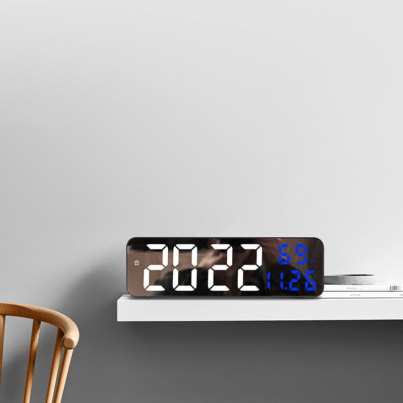 Mirror Digital LED Wall Clock Electronic Alarm Clock