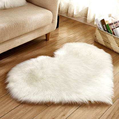 Love Heart Rugs Artificial Wool Hairy Carpet Faux Floor Mat