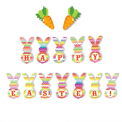 New Easter Party Cartoon Bunny Flag Pulling Easter Festival Theme Decoration Banner