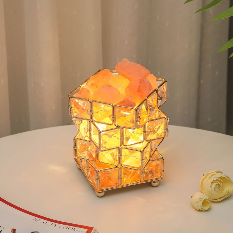 USB Crystal Table Lamp Three Colour Dimming Magic Cube Stone Night Light For Romantic Atmosphere