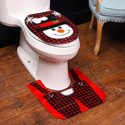 Santa Claus Snowman Reindeer Christmas Reindeer Christmas Toilet Cover Merry Christmas Decor