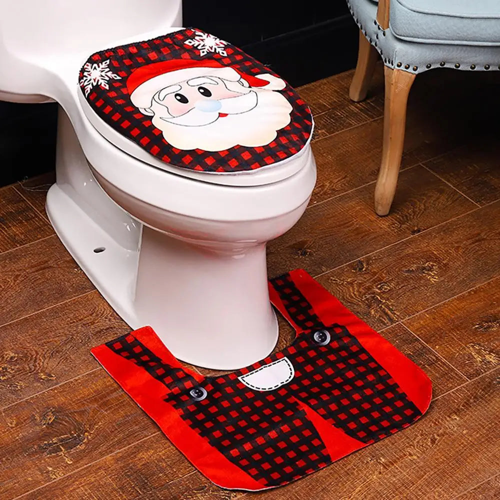 Santa Claus Snowman Reindeer Christmas Reindeer Christmas Toilet Cover Merry Christmas Decor