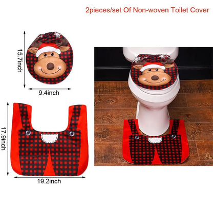 Santa Claus Snowman Reindeer Christmas Reindeer Christmas Toilet Cover Merry Christmas Decor