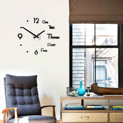 Wall Clock Stickers 3D Modern Watch Kitchen Quartz Needle