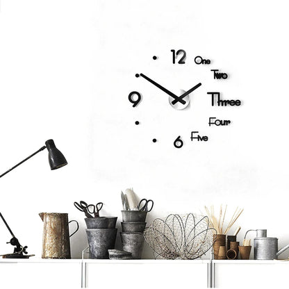 Wall Clock Stickers 3D Modern Watch Kitchen Quartz Needle