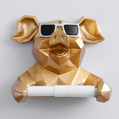 Animal Head Statue Figuring Hanging Tissue Holder