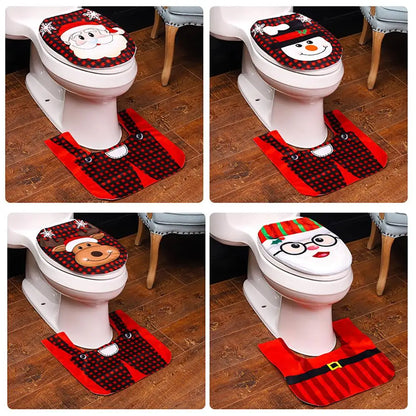 Santa Claus Snowman Reindeer Christmas Reindeer Christmas Toilet Cover Merry Christmas Decor